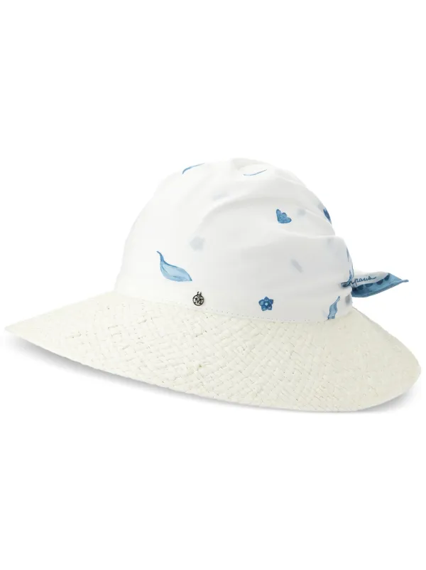 Maison Michel Linette フローラル サンバイザー | ホワイト Maison Michel Linette フローラル サンバイザー | ホワイト