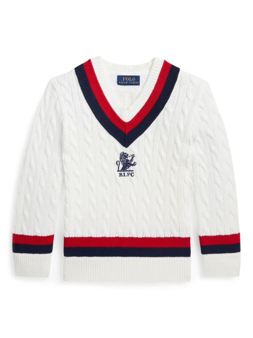 Ralph Lauren Kids Bestickter Pullover mit Zopfmuster - Weiß