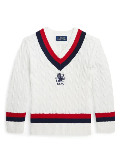 POLO RALPH LAUREN KIDS embroidered cable-knit jumper