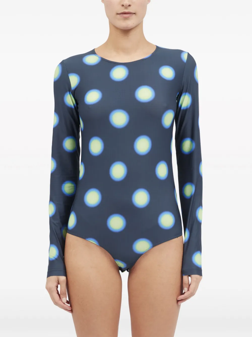 Mm6 Maison Margiela Polka Dot-print Long-sleeve Body In Blue