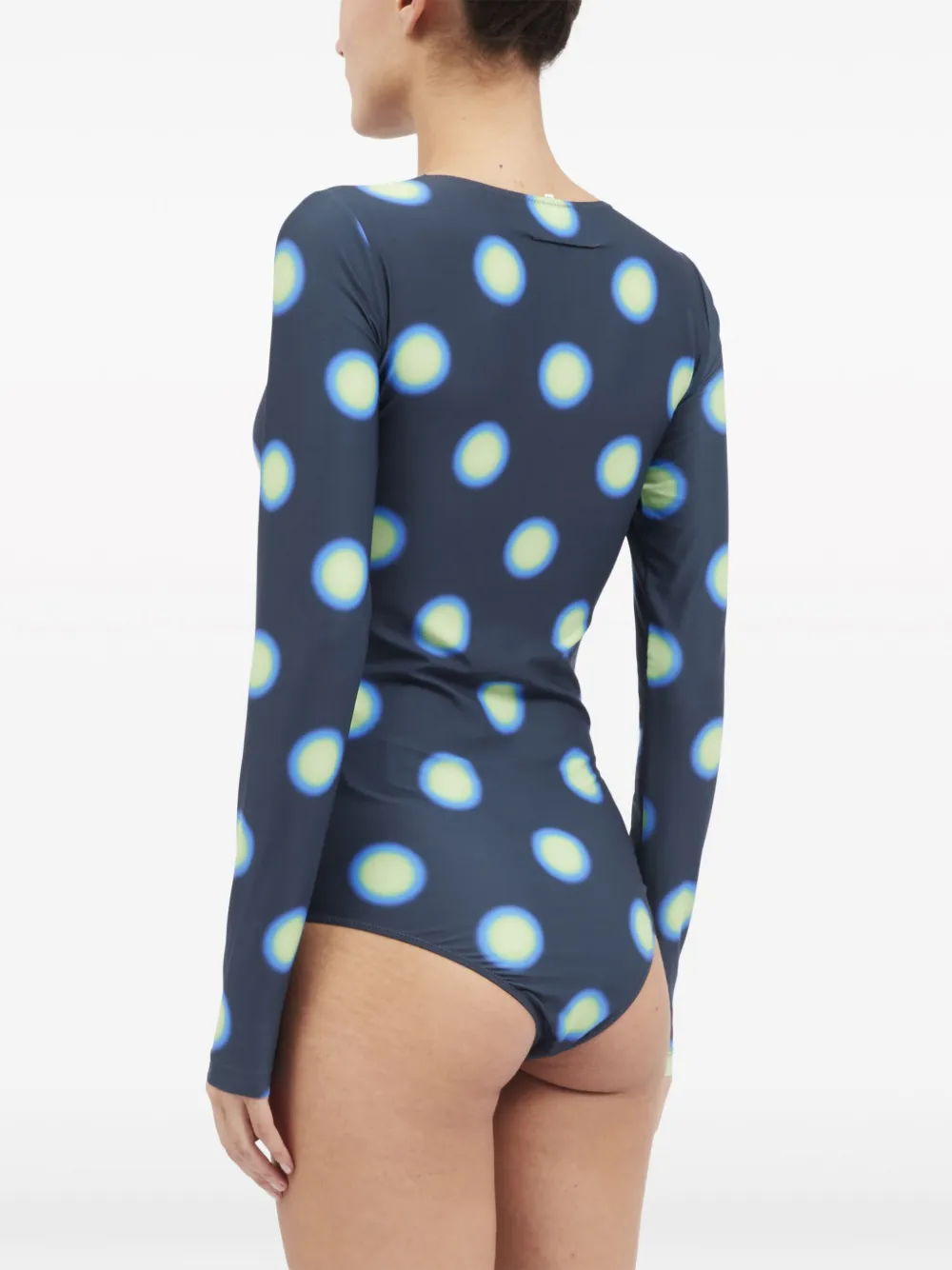 Mm6 Maison Margiela Polka Dot-print Long-sleeve Body In Blue