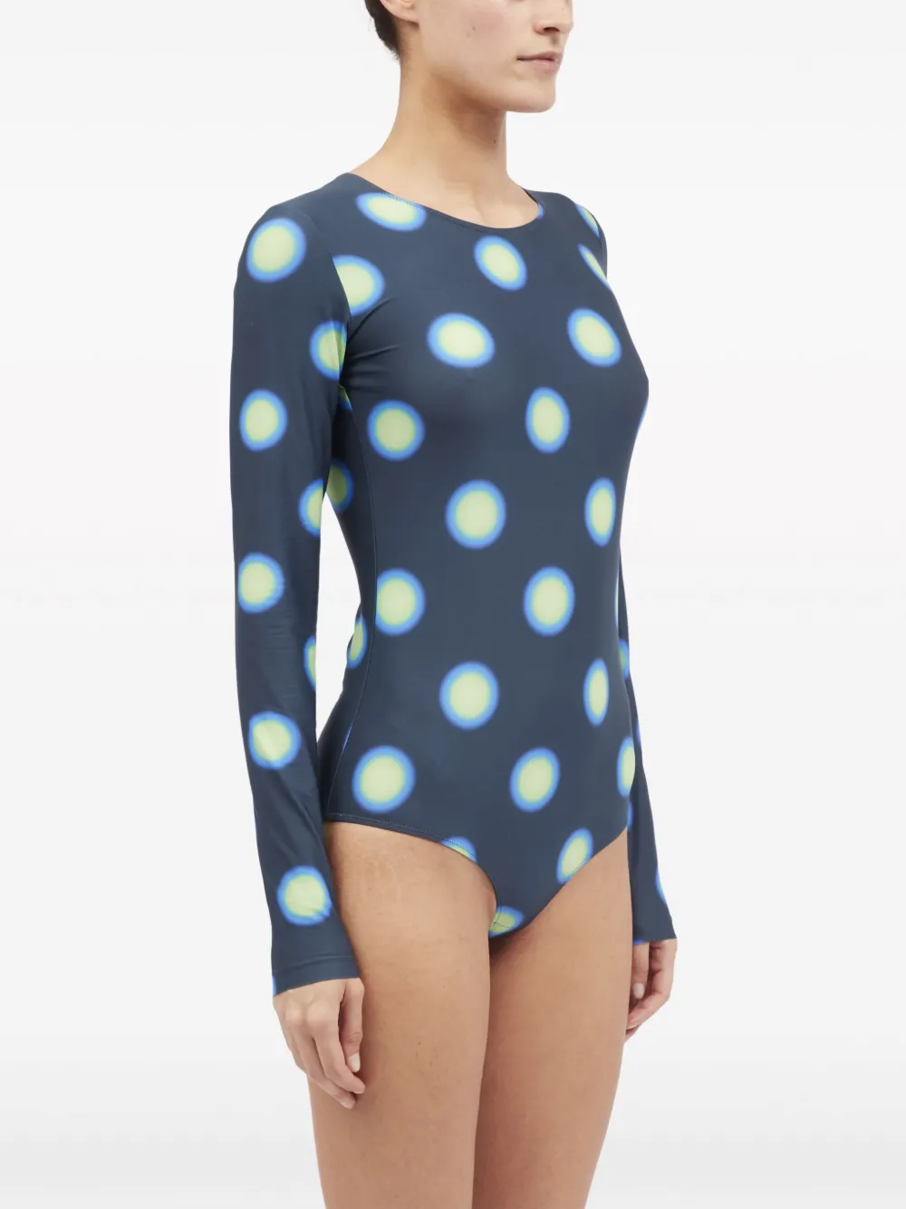 Mm6 Maison Margiela Polka Dot-print Long-sleeve Body In Blue
