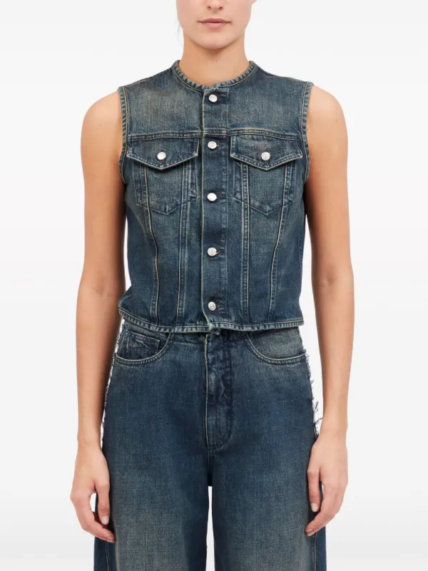 MM6 Maison Margiela ストーンウォッシュ デニムベスト | ブルー