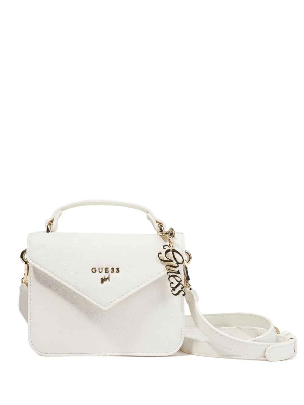 Guess Kids' Logo-plaque Crossbody Bag In White