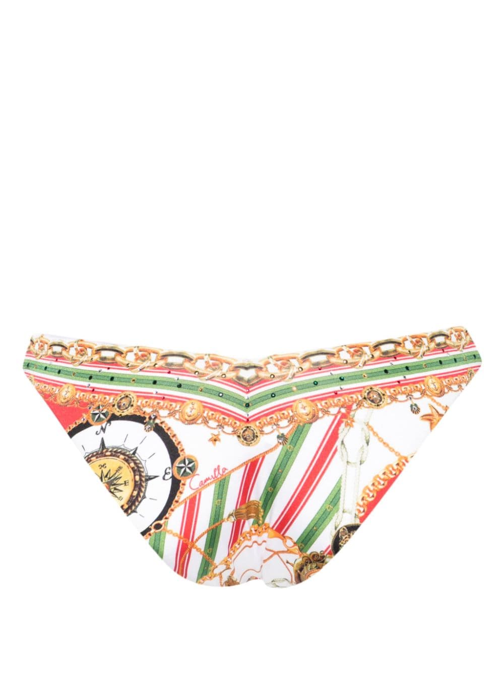 Shop Camilla Saluti Summertime-print Bikini Bottom In White