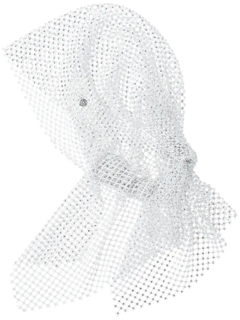 Maison Michel Riri crystal-embellished mesh hood