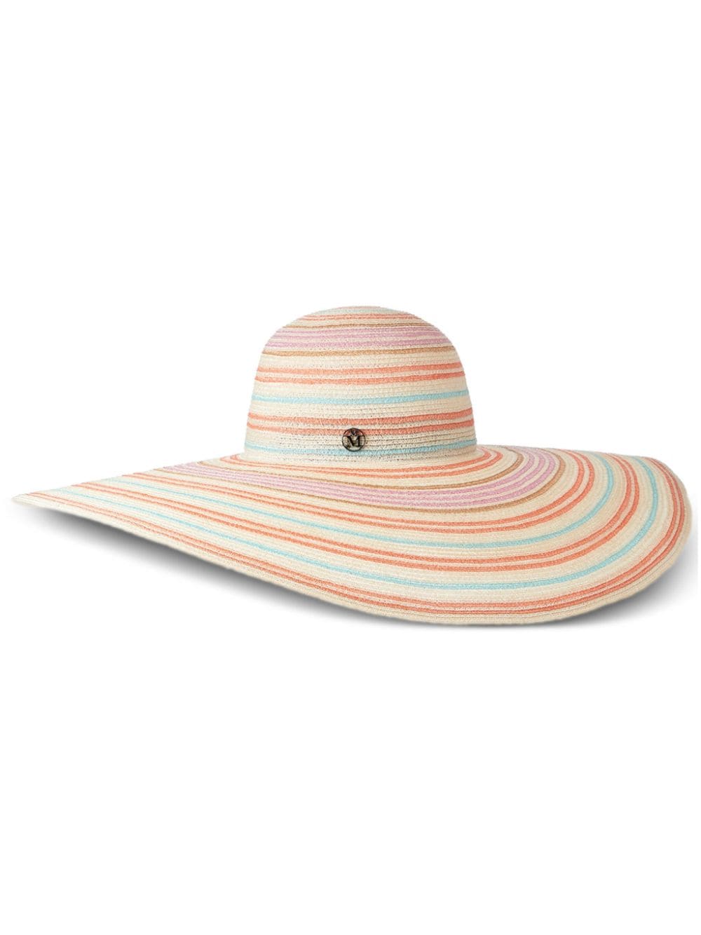 Shop Maison Michel Blanche Striped Hat In Neutrals