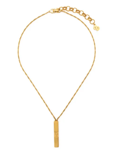 Christian Dior Pre-Owned 2000s rectangular logo-plaque necklace