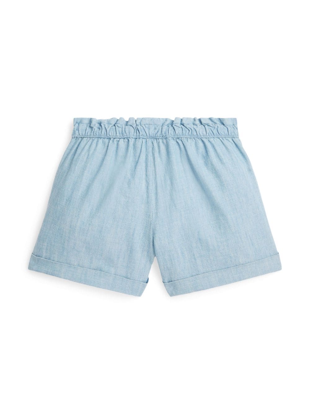 Shop Ralph Lauren Belted Chambray Cotton Shorts In Blue