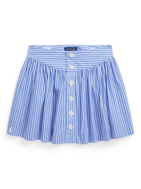 Ralph Lauren Kids striped logo-embroidered cotton skirt