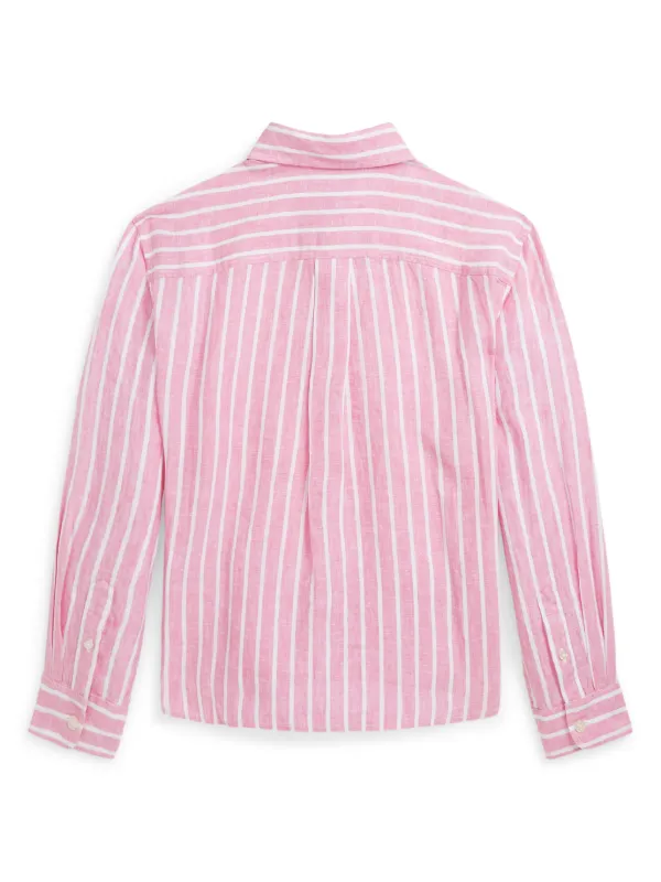 スウェット・トレーナー RALPH LAUREN Logo Embroidered Cotton Striped Shirt Pink RALPH LAUREN Logo Embroidered Cotton Striped Shirt Pink