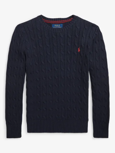 POLO RALPH LAUREN KIDS cable-knit logo-embroidered sweater