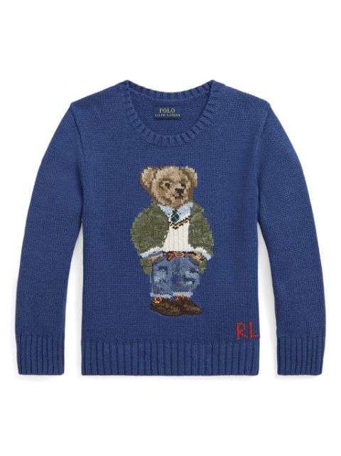 Ralph Lauren Kids Polo Bear intarsia knit-logo jumper