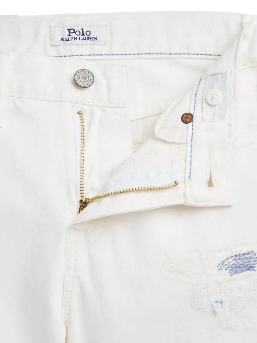 POLO RALPH LAUREN KIDS Spijkershorts met gerafeld-detail Wit