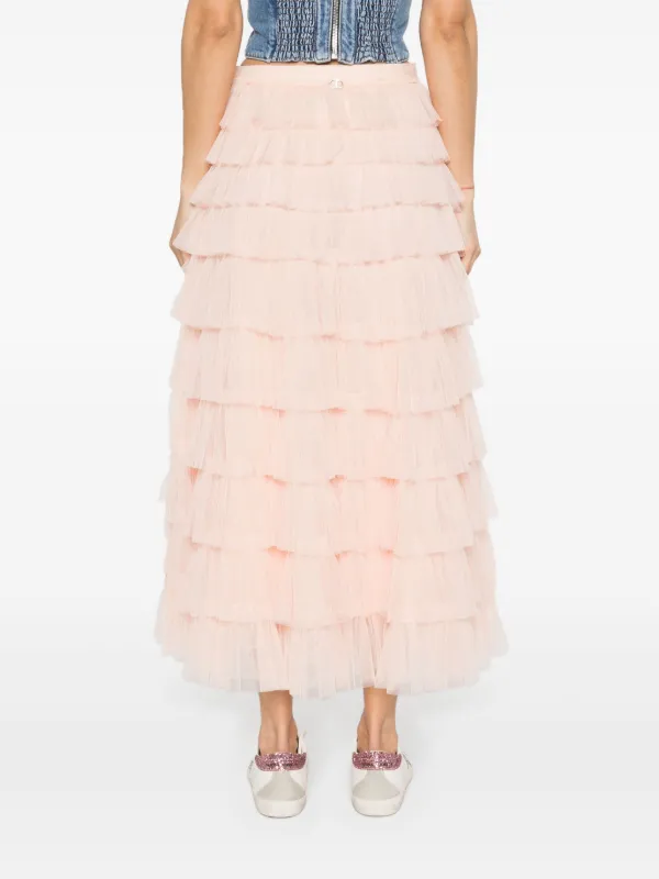 Tiered ruffle clearance tulle midi skirt