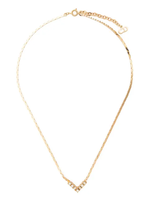 Christian Dior Pre-Owned 1990s rhinestone-embellished V-detail necklace