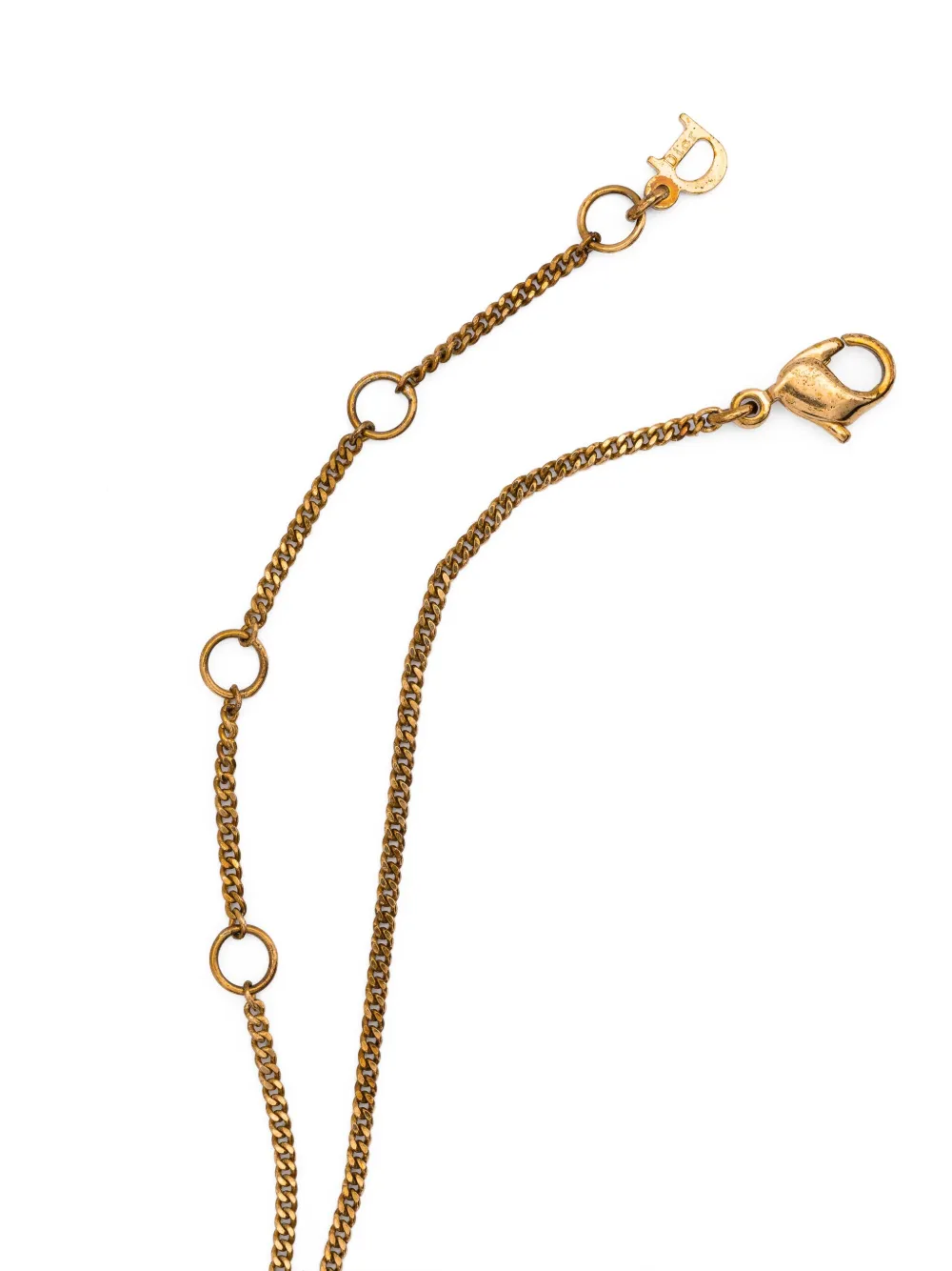 Pre-owned Dior 1990s D Saddle-pendant Necklace In Gold
