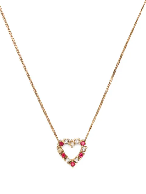 Christian Dior Pre-Owned 1990s rhinestone-embellished heart-charm necklace