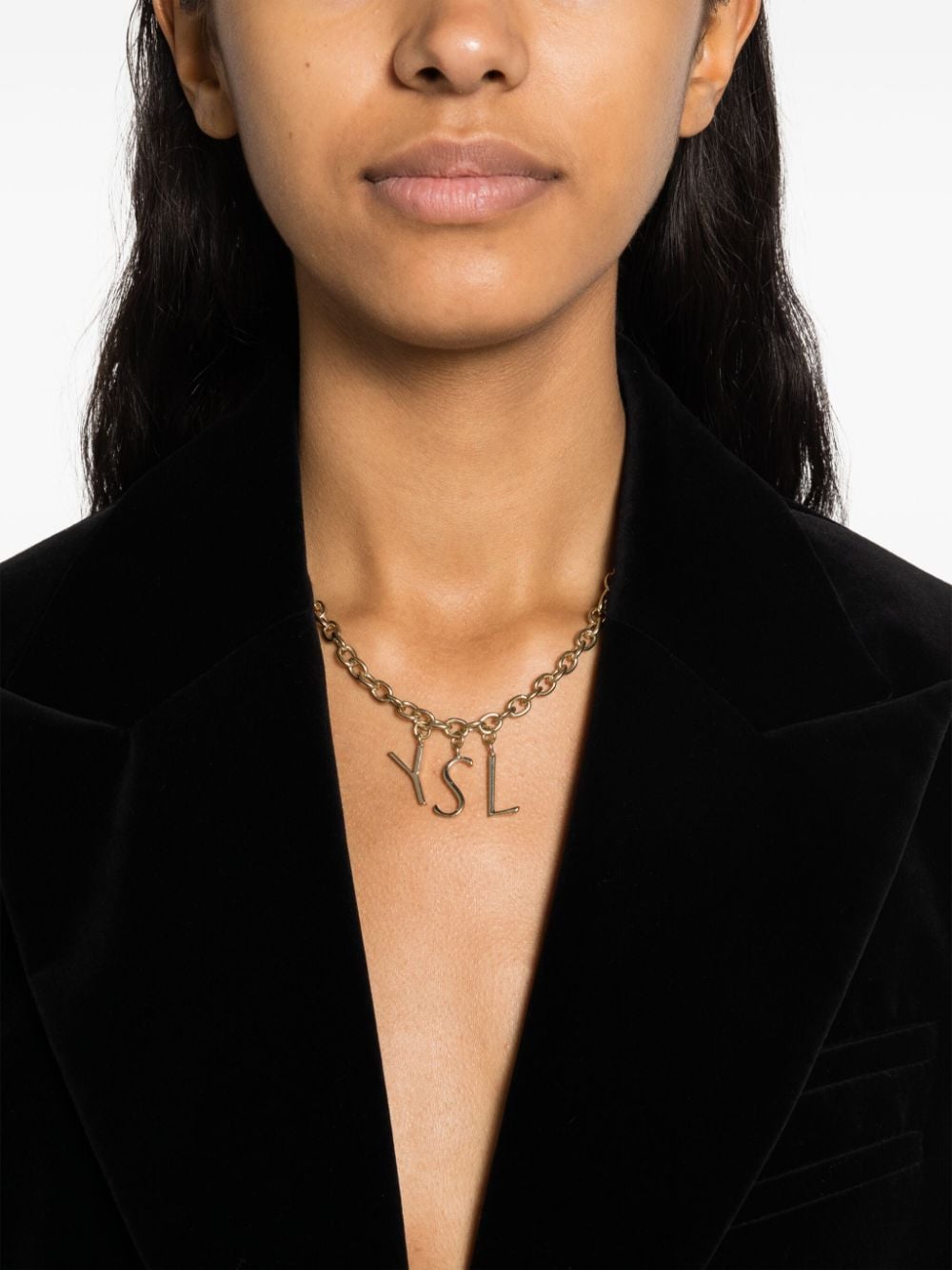 Pre-owned Saint Laurent 1990s Ysl Letter-pendants Chain Necklace In Gold