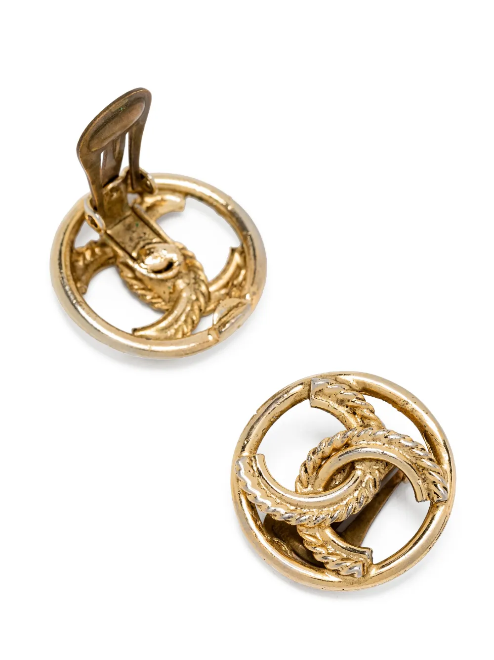 Pre-owned Chanel 1970s Cc-logo Clip-on Earrings In Gold