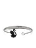 Swarovski Swan-motif open-cuff bracelet - Silver