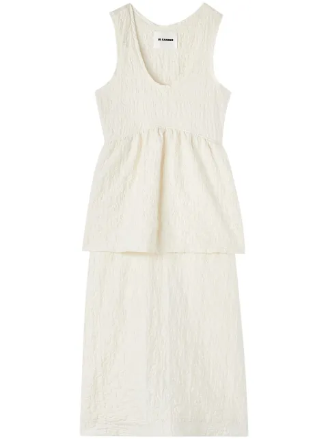 Jil Sander U-neck peplum-waist midi dress 