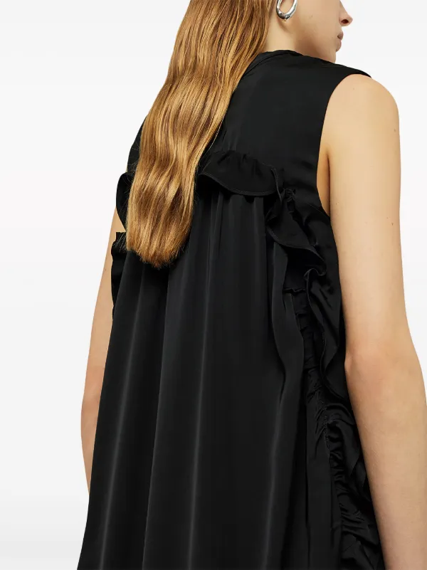 Jil Sander ruffle-trim Satin Maxi Dress | Black | FARFETCH GE