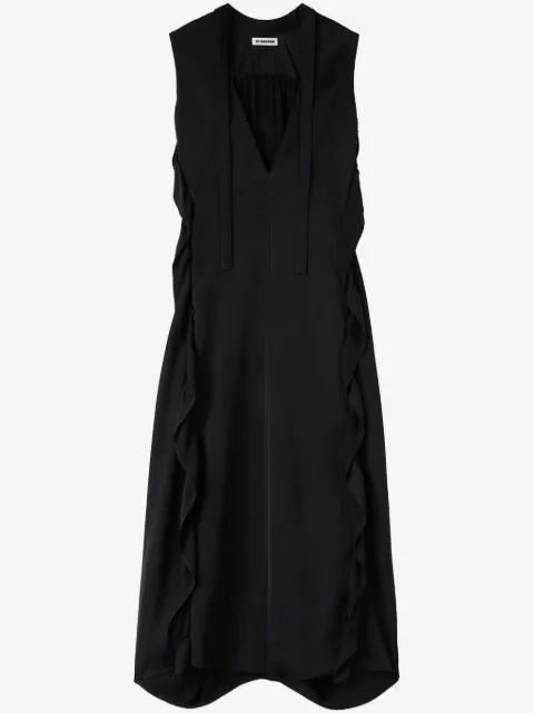 Jil Sander vestido largo con ribete de volantes