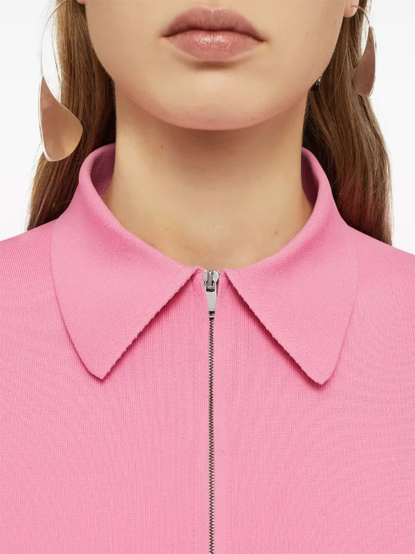 Jil Sander Zipped Polo Shirt Pink FARFETCH NZ