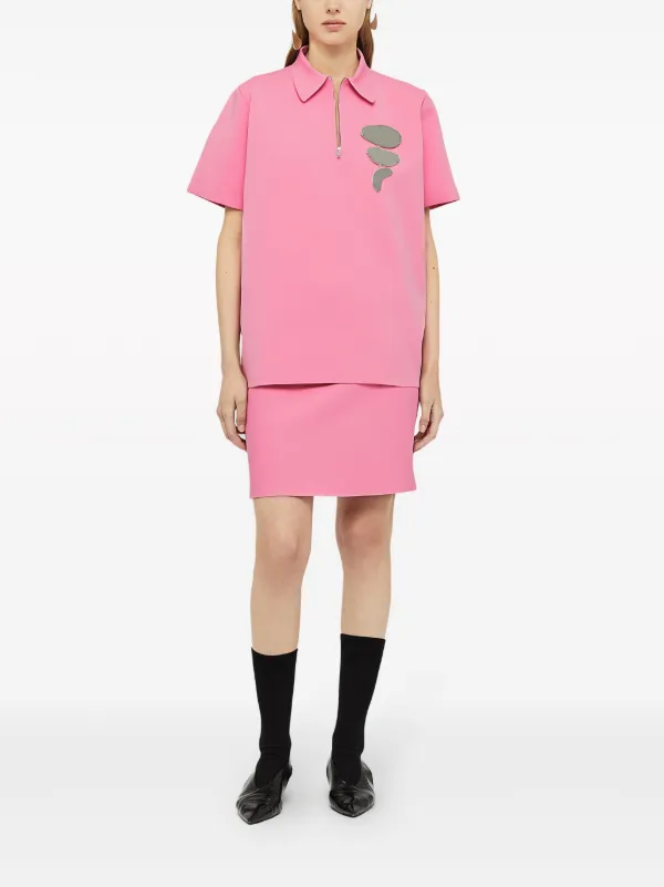 Jil Sander Zipped Polo Shirt | Pink | FARFETCH JO