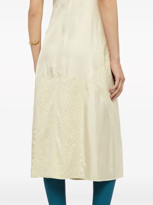 Jil Sander lace-embroidery square-neck Midi Dress | Neutrals