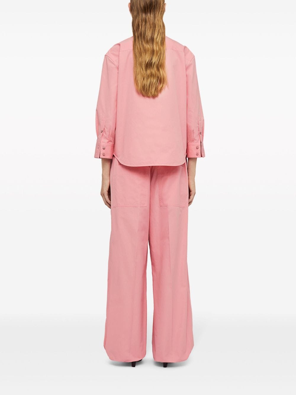 Shop Jil Sander Straight-point Collar Cotton Shirt In Rosa