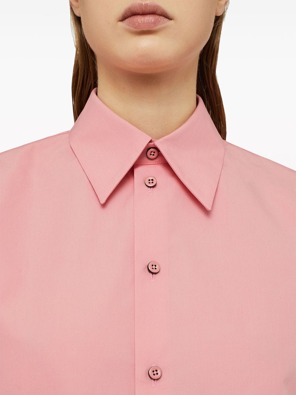 Shop Jil Sander Straight-point Collar Cotton Shirt In Rosa