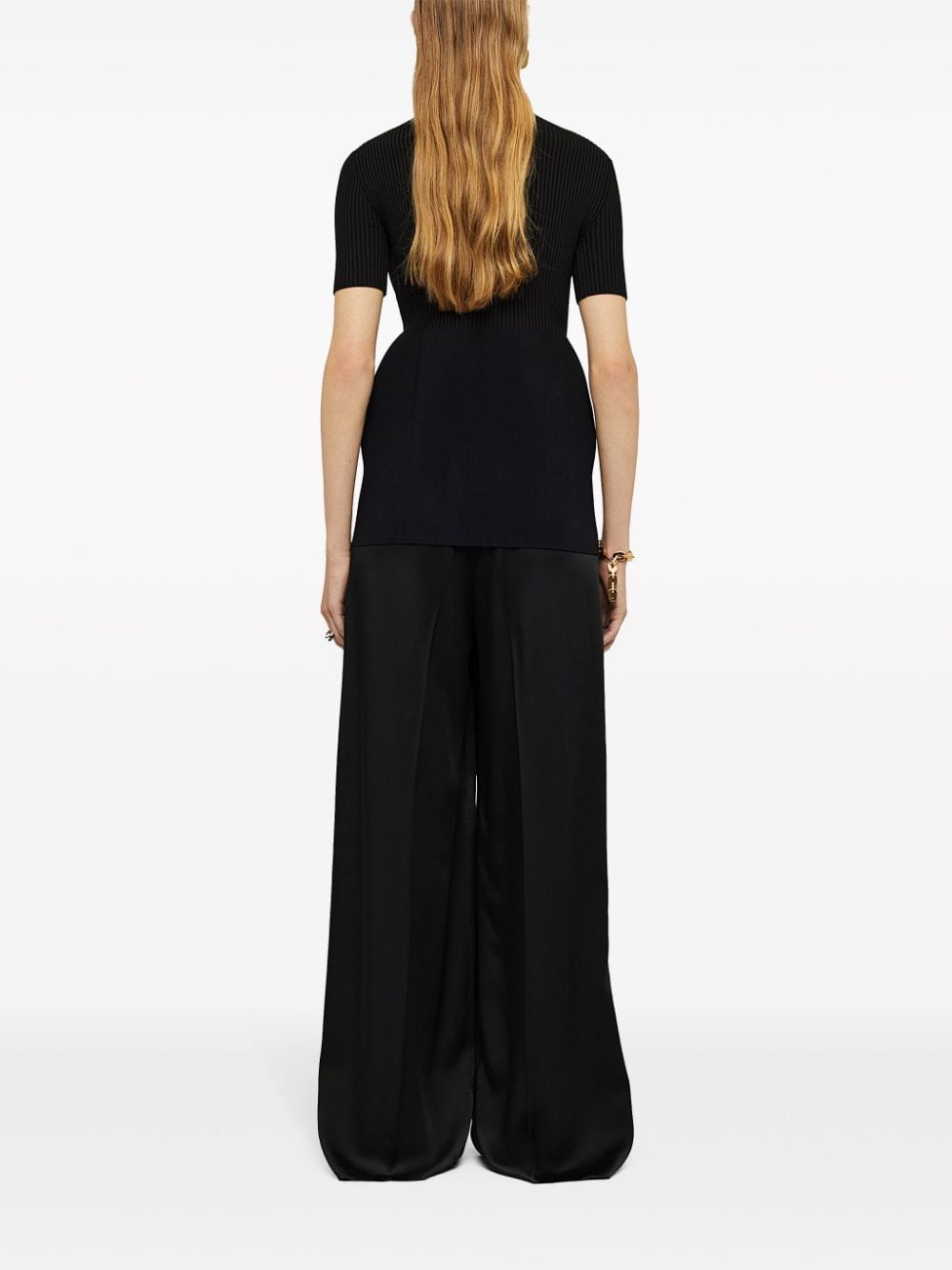 Shop Jil Sander Short-sleeve Ribbed-knit T-shirt In Black