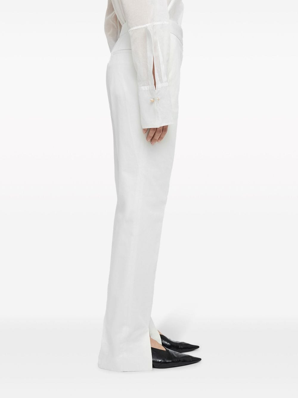 Shop Jil Sander Tailored Cotton Trousers In 100 White