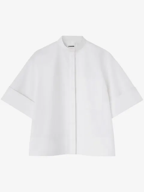 Jil Sander band-collar cotton-poplin shirt