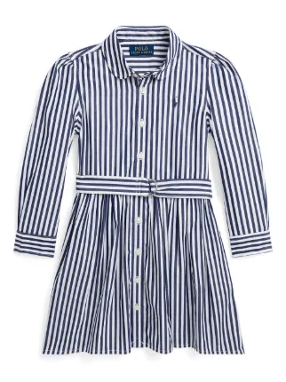 POLO RALPH LAUREN KIDS ストライプ シャツワンピース | ブルー