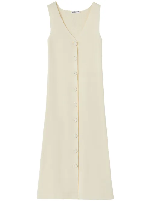 Robe mi-longue nervurée à col v - Jil Sander - Modalova
