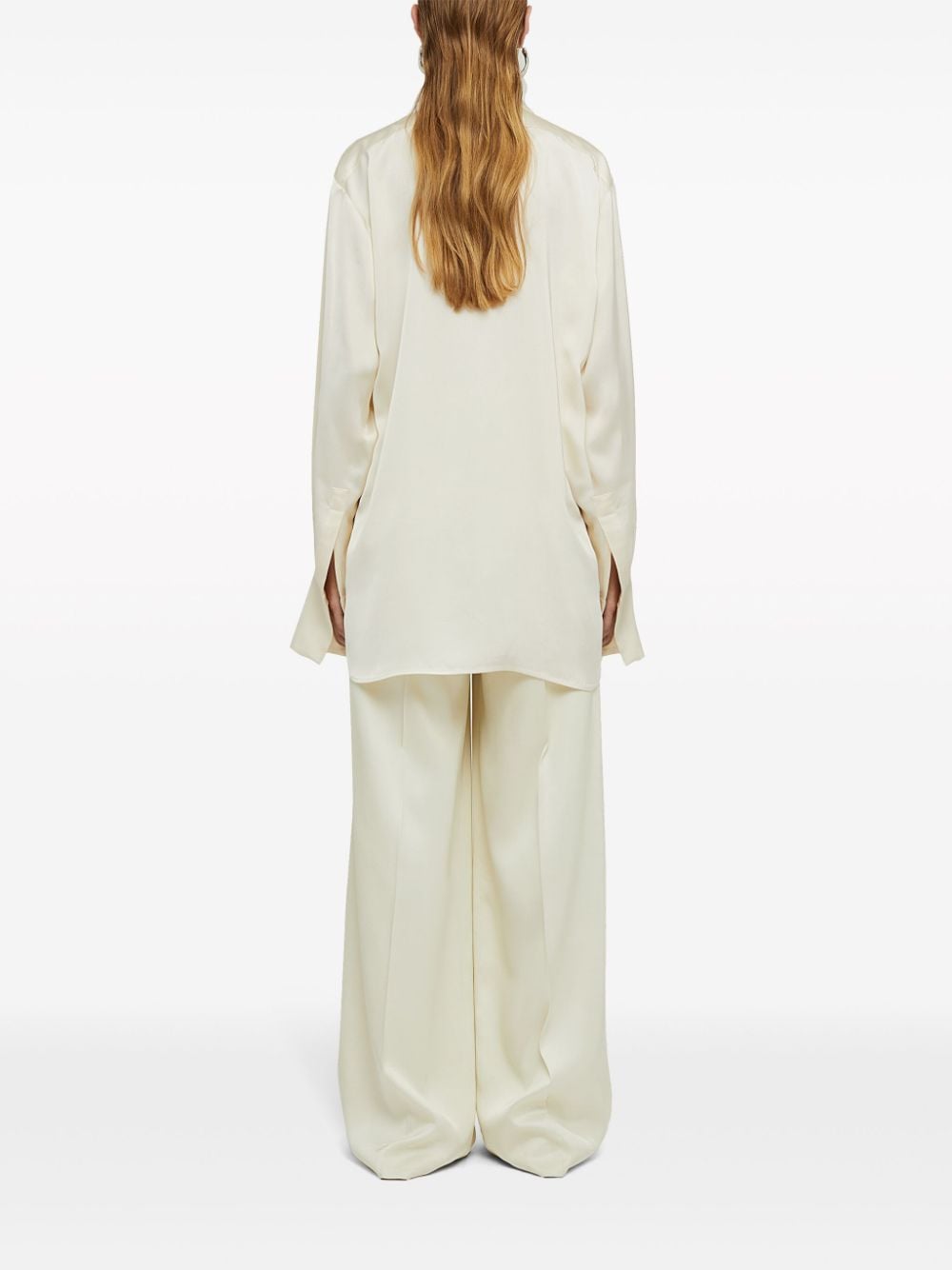 Shop Jil Sander Satin Long-sleeve Shirt In White