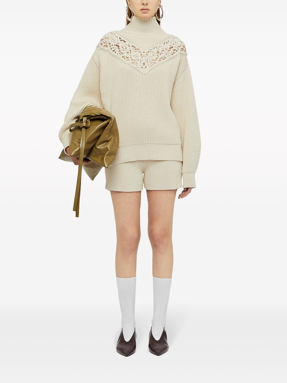 Jil Sander cut-out high-neck jumper - White