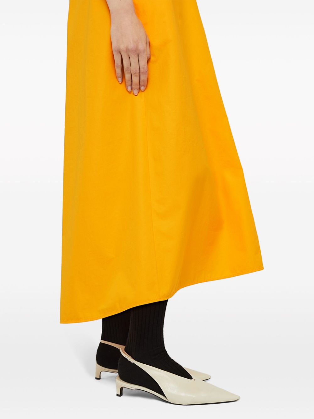 Shop Jil Sander Cotton Midi Dress In Orange