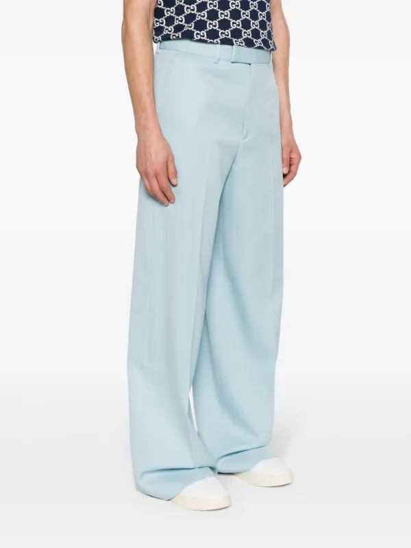 Gucci wide-leg Wool Trousers | Blue | FARFETCH SG