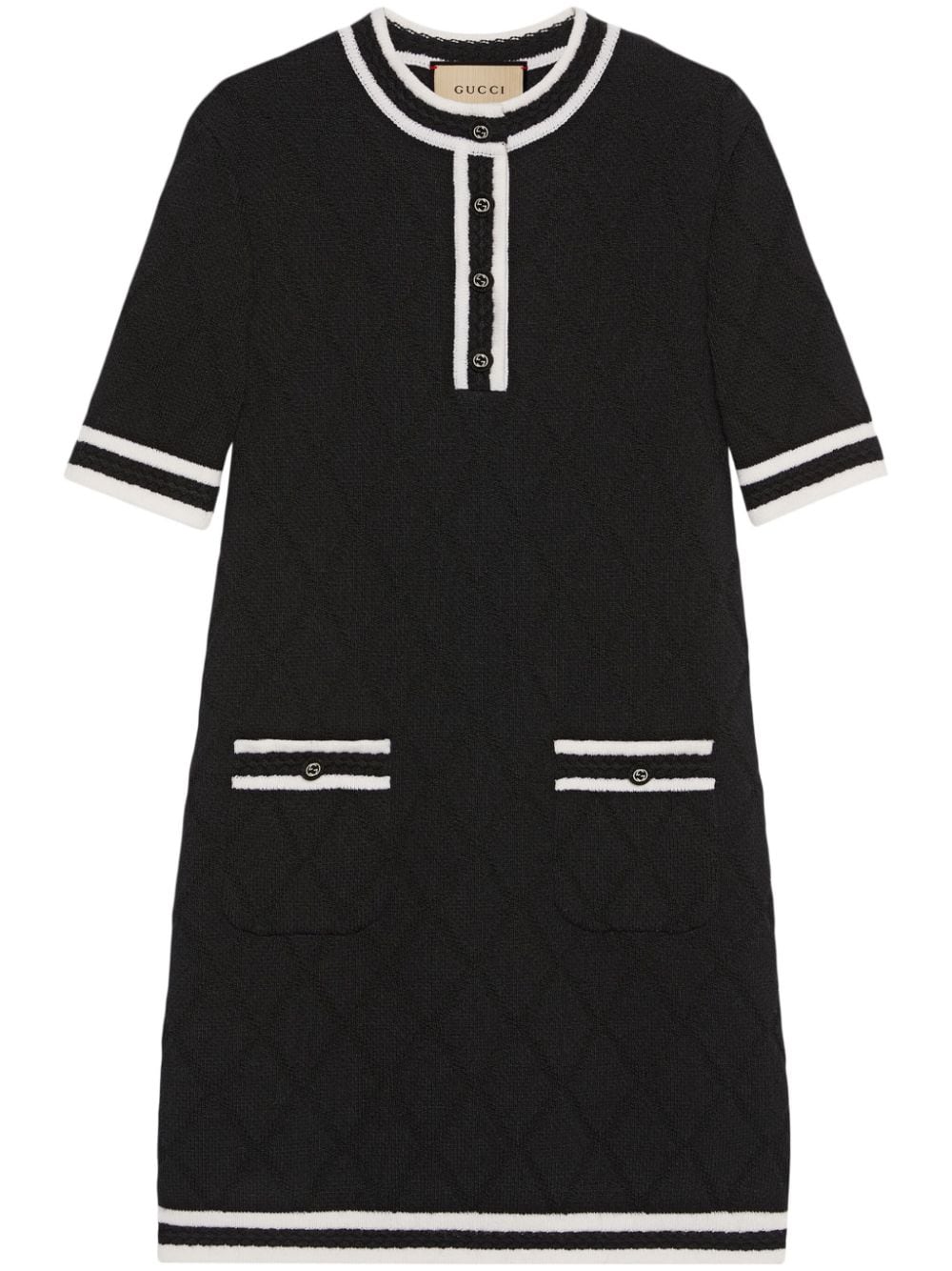 Shop Gucci Stripe-trim Wool Minidress In Black