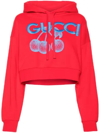 Gucci logo embroidered Hoodie Red FARFETCH CA