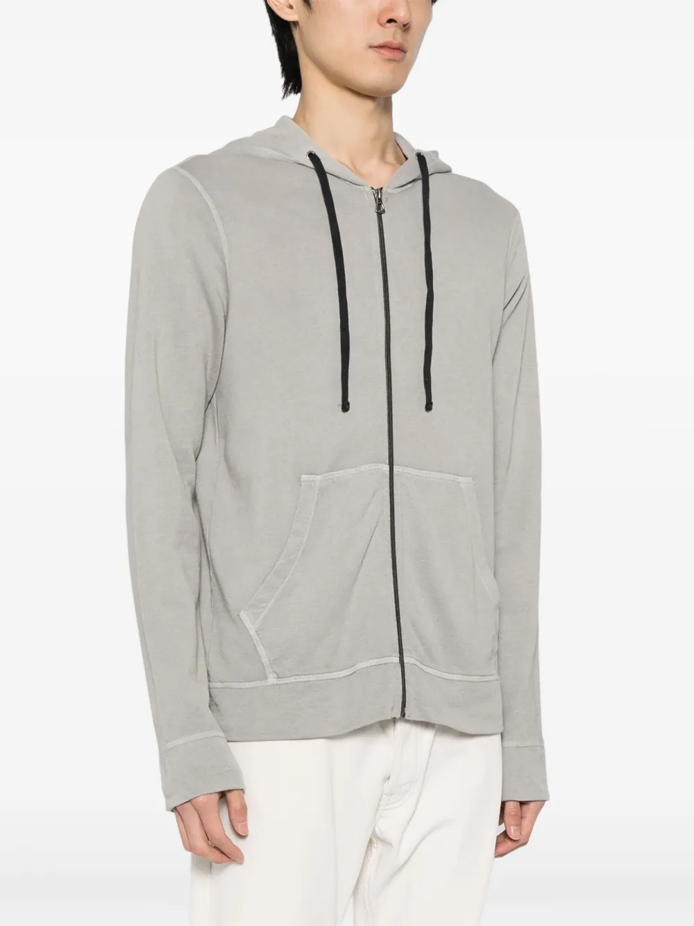 James Perse Frottee-hoodie Mit Reissverschluss In Grau