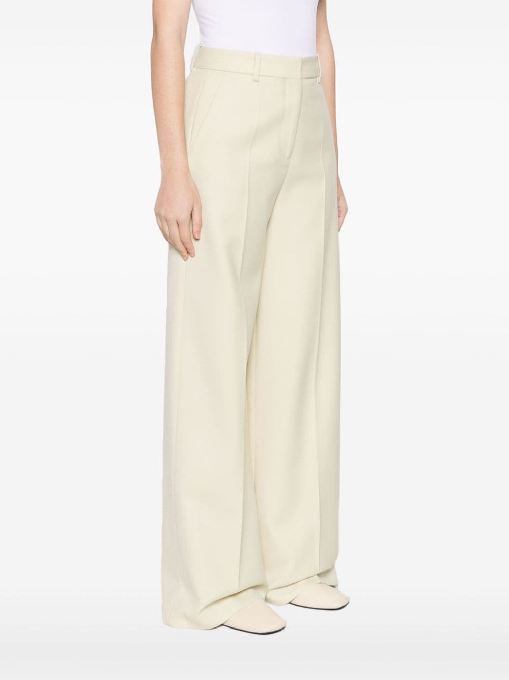 Shop Joseph High-waist Wide-leg Trousers In Green