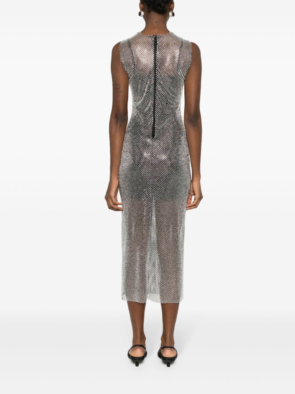 Shop Philosophy Di Lorenzo Serafini Rhinestone-embellished Dress In Silver