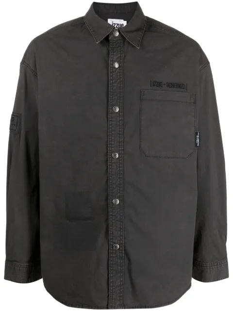 izzue chemise en coton mélangé à logo brodé