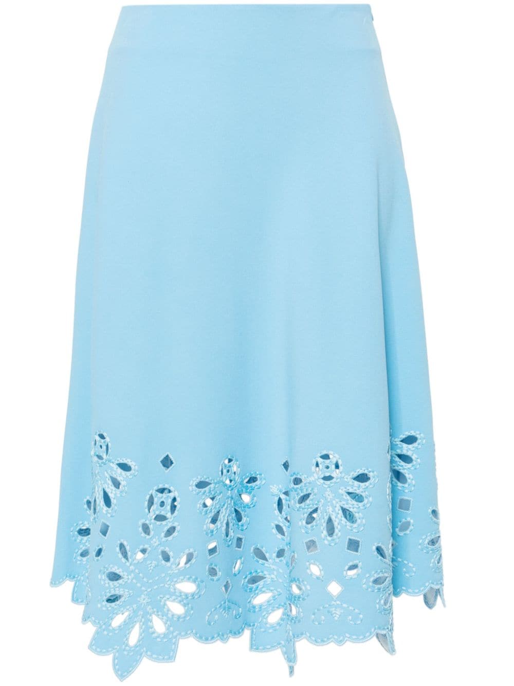 Ermanno Scervino Lace-embroidered A-line Midi Skirt In Blue