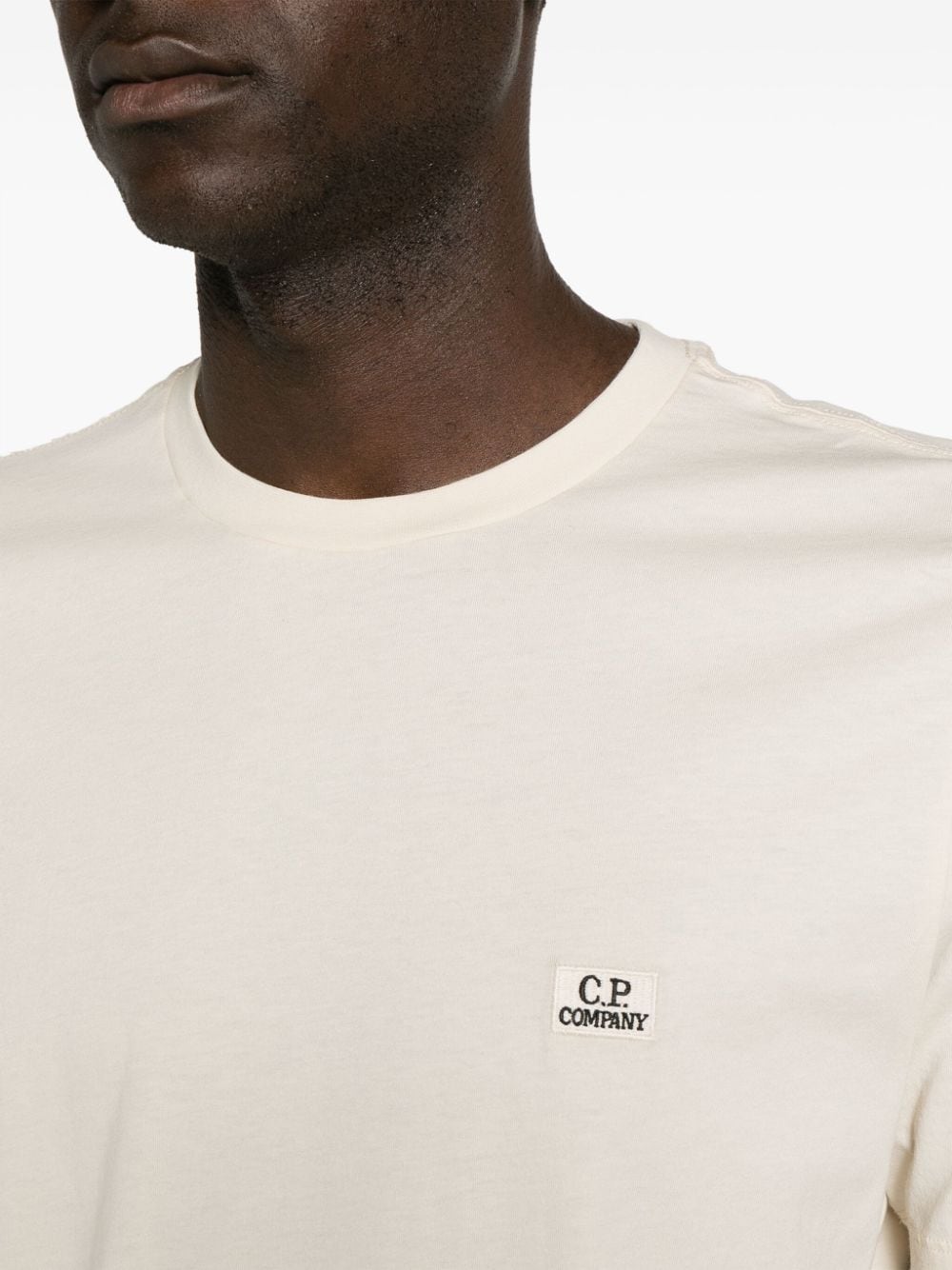 Shop C.p. Company Logo-patch Cotton T-shirt In Neutrals